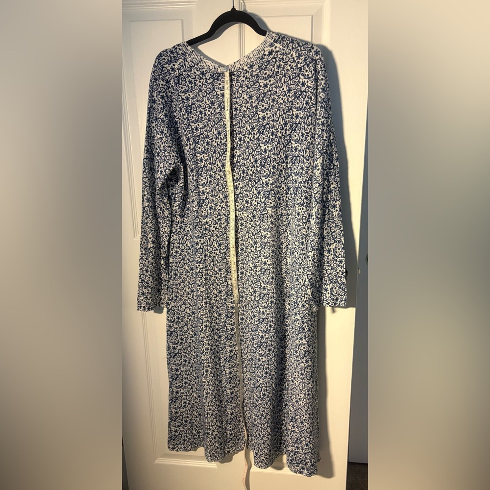 Sahalie Floral Long Sleeve Sweater Dress in Blue and White - Picture 2 of 9